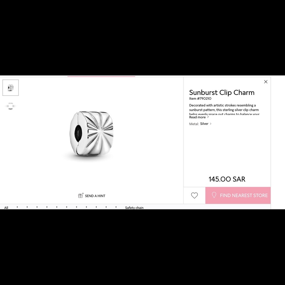 Retired Pandora Sunburst Clip Charm Sterling